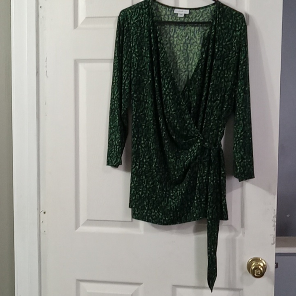 Elegant Green Wrap Blouse